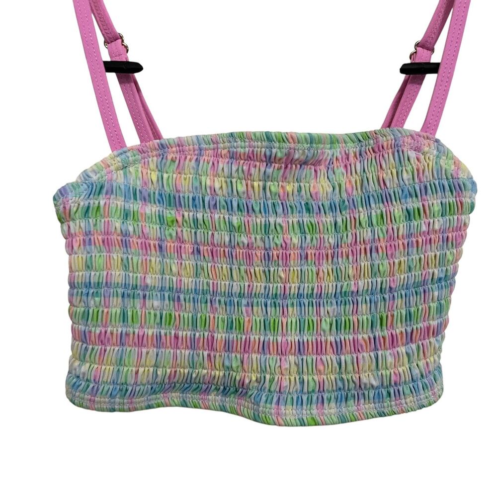 Juicy Couture | Pastel Plaid Pink Green Smocked Bikini Top Girls Size 10